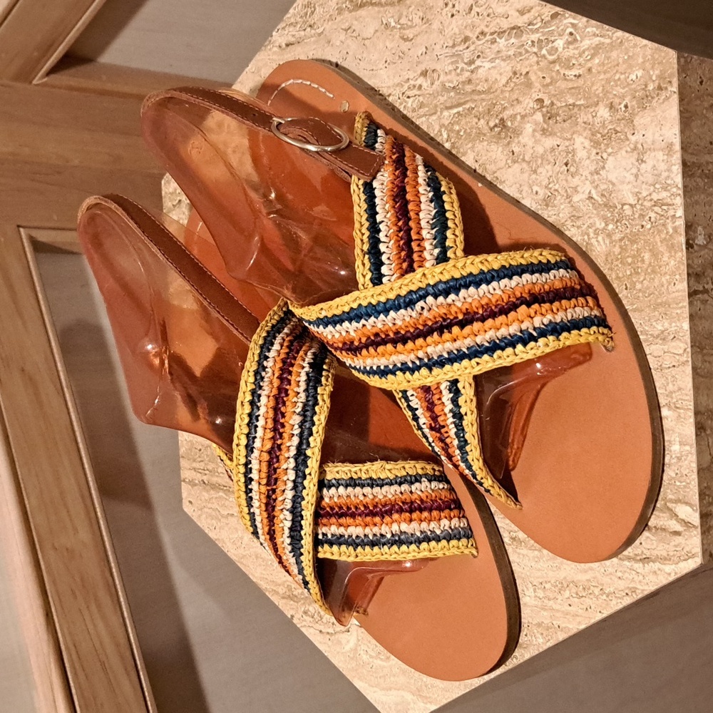 Vanessa Bruno flat braided raffia sandals 39 US 9